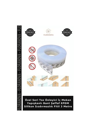 Özel Seri Toz Önleyici İç Mekan Yapışkanlı Bant Şeffaf Epdm Silikon Sızdırmazlık Fitil 3 Metre