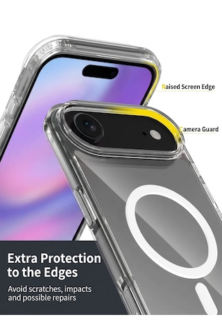 Apple iPhone Uyumlu 17 Air Magsafe Özellikli Şeffaf Iq Silikon Kılıf Şeffaf