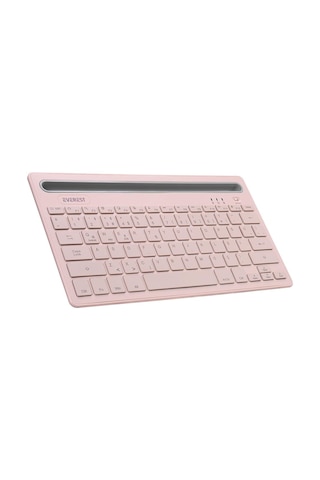 Everest Pembe-gri Bluetooth Ultra İnce+şarjlı Q Mac-win-android-Apple Uyumlu iOS Kablosuz Klavye