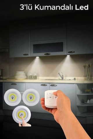 Mithra Life 3 Adet Uzaktan Kumandalı Kablosuz Led Aydınlatma Mıt1101