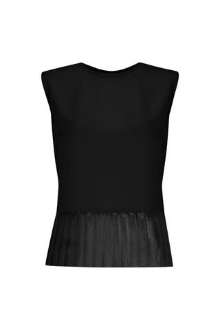 Kadın Inci Düğme Detaylı Peplum Bluz Frn1102 Siyah