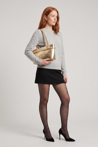 Gaia Rinaldi Gold Parlak Görünümlü Kemer Detaylı Kova Model Kadın Omuz Ve Çapraz Çanta