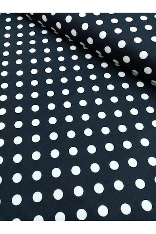 Hayat Home Siyah Puantiyeli Duck Keten Kumaş -Ranır Kumaşı