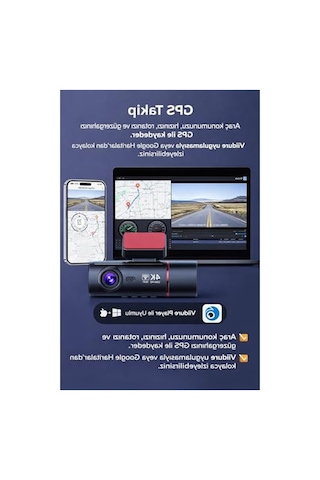 3 Kameralı Araç Kamerası, Wifi Ve Gps Takip Özellikleri İle Gece Görüşlü