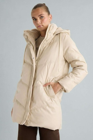 Defacto Su Geçirmez Relax Fit Kapüşonlu Suni Deri Parka F2884ax26sper170 Ekru-er170
