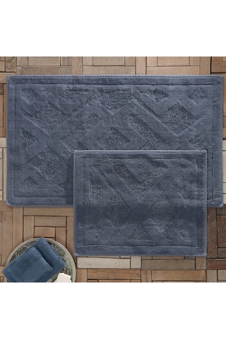 Yataş Bedding Milo Banyo Paspası Seti - İndigo (50x60 cm + 60x100 cm) Indigo