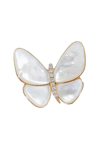 Monyee Altın Renkli Yumuşak Kelebek Motifli Taklit İçinli Broş - Zirve Elegan Fantezi Aksesuar Çok Renkli