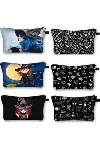 Silkroadselect Shzbwıtchcw20 Cadı Ve Kara Kedi Baskı Büyücülük Kadın Seyahat Kızlar Için Kadın Saklama Neceser Makyaj Çantası A4ı68h