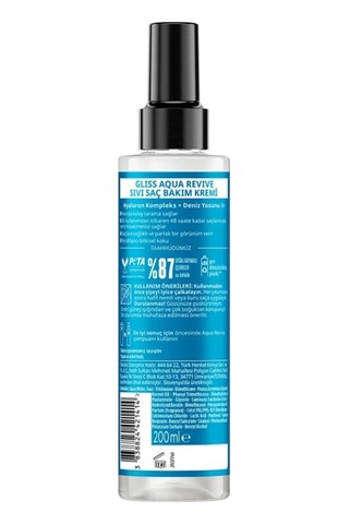 Gliss Aqua Revive Nemlendirici Sıvı Saç Bakım Kremi 200 Ml Sku: Smg8690010400147