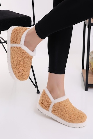 Modafrato Vıola Kadın Panduf Ev Ayakkabısı Ev Botu Taba