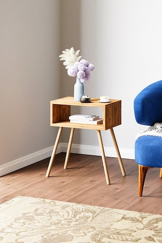 İntergo Ahşap Ayaklı Raflı Komodin Atlantik Çam