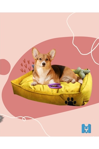 Mavi Vitrin Yıkanabilir Kedi Köpek Yatağı Büyük Boy Handmade 90 x 60 CM