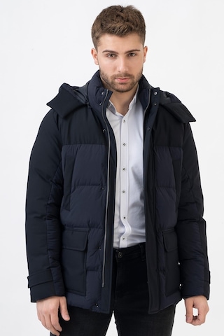 White Stone Edmonton 58101Slim Fit Kapüşonlu Kaban Laci-Laci Lacivert