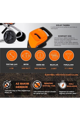 Garden Pro ZF-5120 Elektrikli Sessiz Dal Öğütme Makinesi