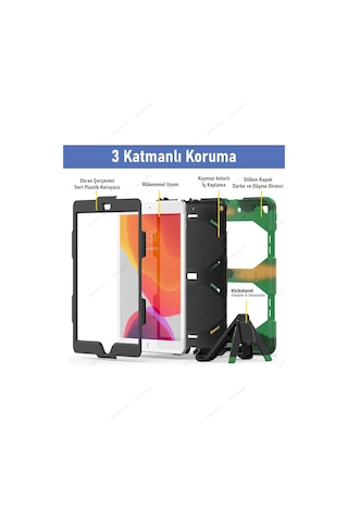 Apple Uyumlu iPad 5. 6. Nesil 2017 2018 9.7" Inc Kılıfı Defender Tank Zırh Silikon Kılıf Ekran Koruyuculu Kamuflaj