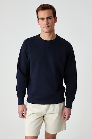 Grımelange Bonell Erkek %100 Pamuk Relaxed Bisiklet Yaka Uzun Kollu Lacivert Sweatshirt Lacivert