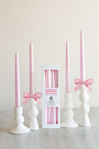 Pembe Neon Sedefli - Metalik Renk Konik Şamdan Mum - 4'lü Set Pembe Pembe Neon Sedefli - Metalik Renk Konik Şamdan Mum - 4'lü Set Pembe