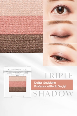 Yumuşak Dokulu, Dökülme Yapmayan 3 Renkli Göz Farı Triple Shadow No.10 Oriental Pink 10