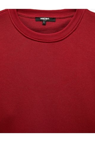 Koton Pamuklu Uzun Kollu Şardonlu Bisiklet Yaka Erkek Basic Sweatshirt Kırmızı 7wam70002mk
