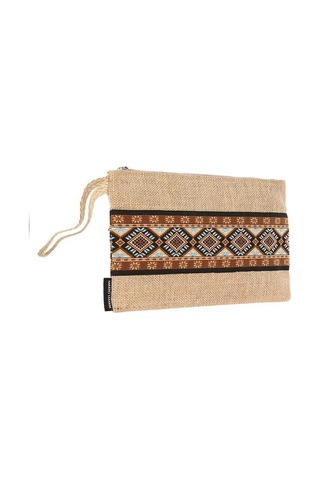 Yaratıcı Tasarım Hasır Kadın Portföy & Clutch Çanta Kahve