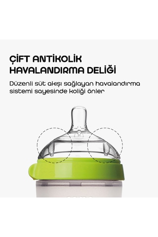 Comotomo Antikolik Yavaş Akışlı Silikon Biberon 150 ML - Yeşil
