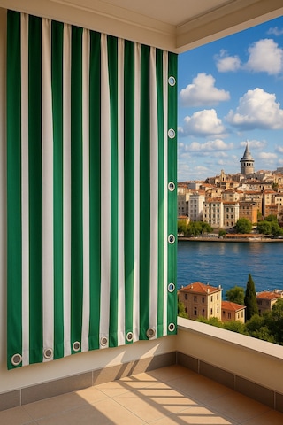 Gencer Home Balkon Perdesi Kuş Gözü Ölçü Seçenekli Yeşil 50 x 22