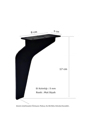 4 Adet Kartal Ayak Metal 17 Cm Mat Siyah Mobilya Koltuk Ayağı