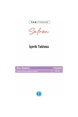 Tabvitamins Safran 50 Mg 30 Kapsül