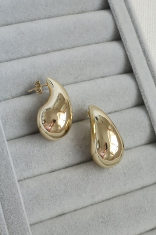 Kadın Küpe Kararmaz 14k Renk Vip Seri Marka Model 3cm Küpe Altın