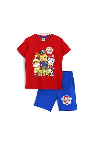 Erkek Çocuk Paw Patrol Baskılı Alt Üst Takım Kırmızı Mavi Kırmızı