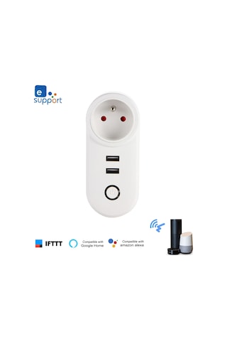 Xindoker Akıllı Wifi Prizi, Uzak Kumanda, Ses Kontrolü, Zamanlama Fonksiyonu, 2 Usb Portu, Ewelink Uyumlu, 2200w, Abs+pc Malzeme