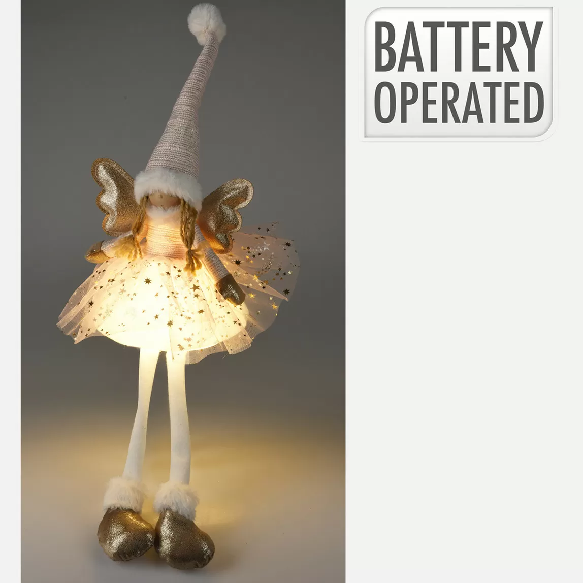 Led Melek Kız Pembe 60cm