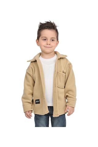 Erdem Kıds Erkek-kız Çocuk Unisex Pamuklu Günlük-casual Kışlık Polar Ceket Gömlek Bej Bej