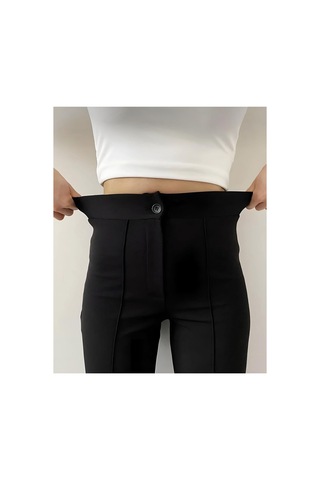 Unika Boutique Krep Kumaş Likralı Ön Çimalı İspanyol Paça Palazzo Kadın Pantalon siyah