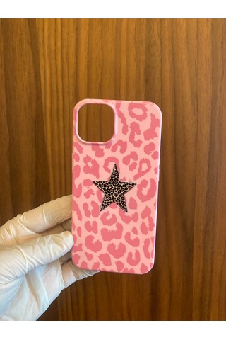 Apple iPhone Uyumlu 13/14 Leopar Baskılı İçi Kadife Silikon Telefon Kılıfı Pembe