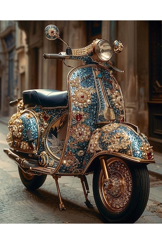 Antika Scooter V1 Ev Duvar Salon Güzellik Salonu Ofis Dükkan Dekarasyon Kanvas Tablo 948481987