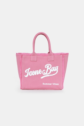 İcone Bag Icone Yıkamalı Denim Püskül Detaylı Şık Günlük & Plaj Çantası, Püsküllü Omuz Çantası Pembe
