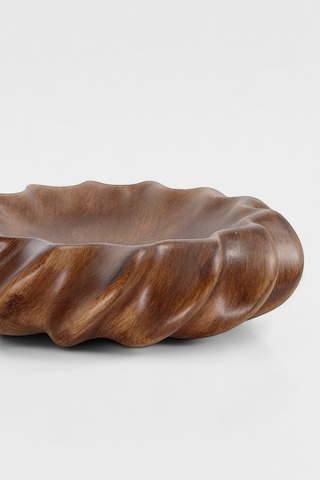 Fjora Ahşap Dokulu Bohem Seramik Obje Tabak 23x7 Cm