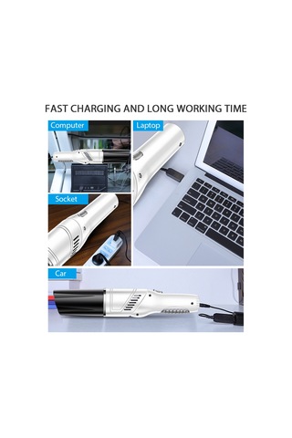 Ximistore9 120w 12000pa Beyaz El Tipi Süpürge, Kollapsible Kablosuz, Araç/ev/ofis Temizliği İçin 3'ü 1 Arada