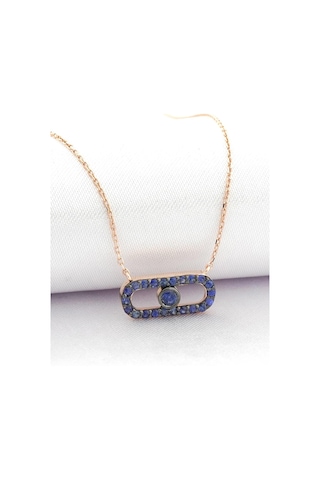 İris Safir Geometrik Kolye Rose Gold