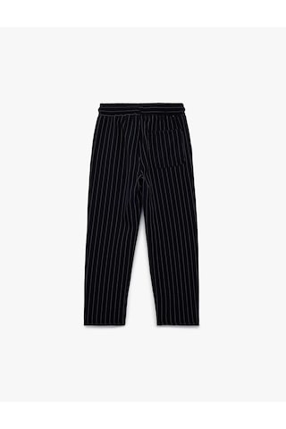 Koton Beli Bağcıklı Rahat Kalıp Çizgili Pantolon Lacivert Çizgili 6skb40088tw 7s2