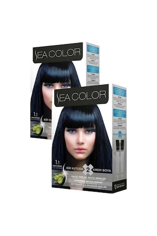 Sea Color 1.1 Saç Boyası Mavi Siyah 2 x 100 ML