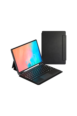 Samsung Galaxy Uyumlu Tab S10 Fe Border Keyboard Bluetooh Bağlantılı Standlı Klavyeli Tablet Kılıfı Arka Kapak