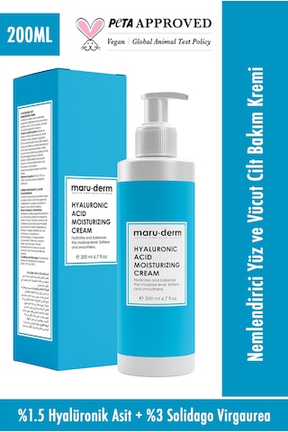 Maruderm Hyalüronik Asit Nemlendirici Yüz ve Vücut Cilt Bakım Kremi 200 ML