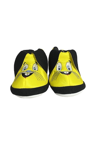 Wordex Desenli D01 Çocuk Kışlık Panduf Ev Kreş Ayakkabısı Sarı