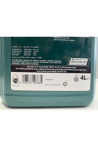 Castrol Magnatec 10W-40 A/B 4l Motor Yağı Üretim Tarihi 2025