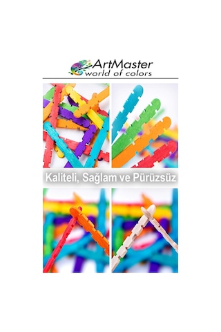 Renkli Dil Çubuğu Geçmeli Dar 50 Li 1 Paket Ahşap Çubuk Çentikli Eklemeli Renkli Tırtıklı Dondurma Çubuğu