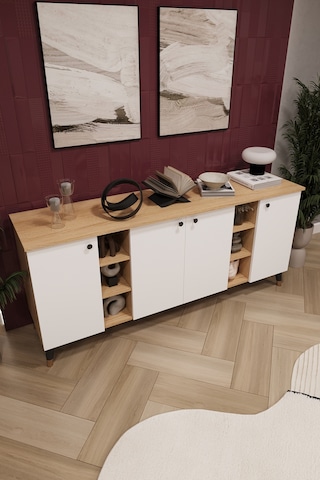 Lüks Konsol Tv Ünitesi %100 Mdf Salon Ve Yemek Odası Ünitesi Knsl05 Beyaz - Karına