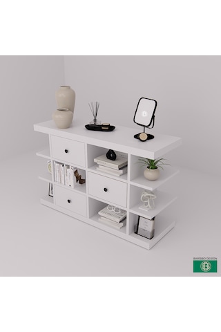 Kitaplık Açık Raf Çekmeceli Geniş Depolama Alanlı Çok Amaçlı Mobi