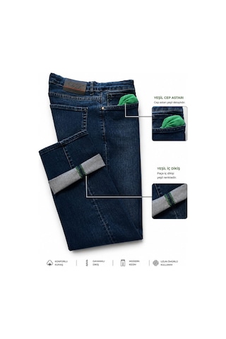 Deepsea Erkek Regular Fit Standart Kesim Likralı Taşlanmış Koyu Lacivert Kot Pantolon Esnek Pamuklu Jean 2600982